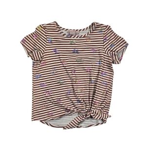 Emma & Elsa Striped Super Soft Top With Butterflies Sz 7/8